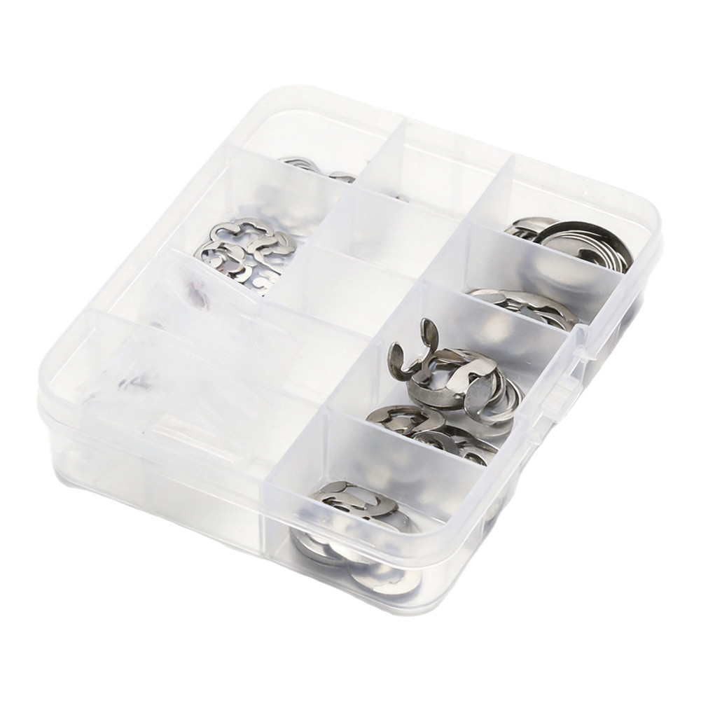 120pc Retaining Ring Assortment Stainless Steel E-Clips Washers M1.5-M10