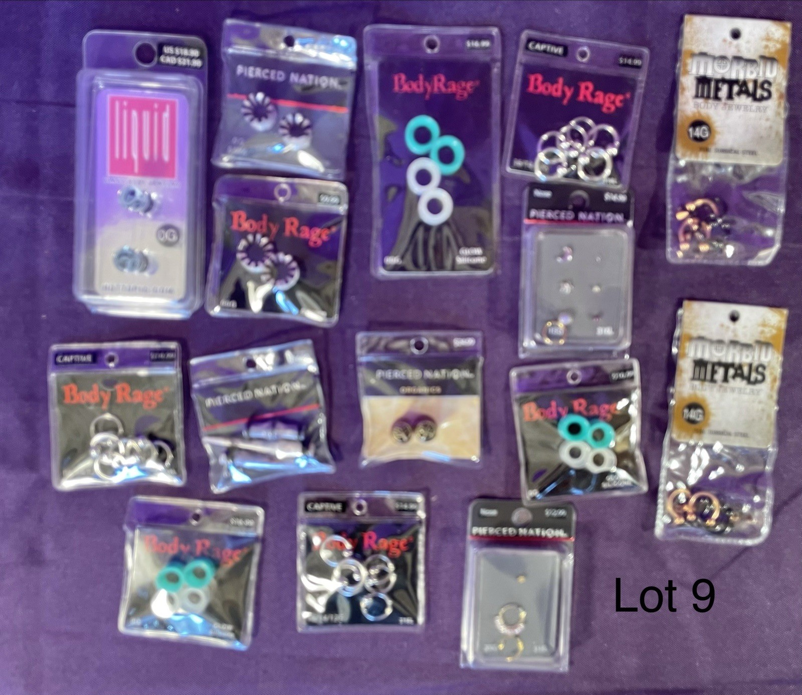 Body Piercing Jewelry Mix Lot Of 15 Wholesale New Retail Packaging