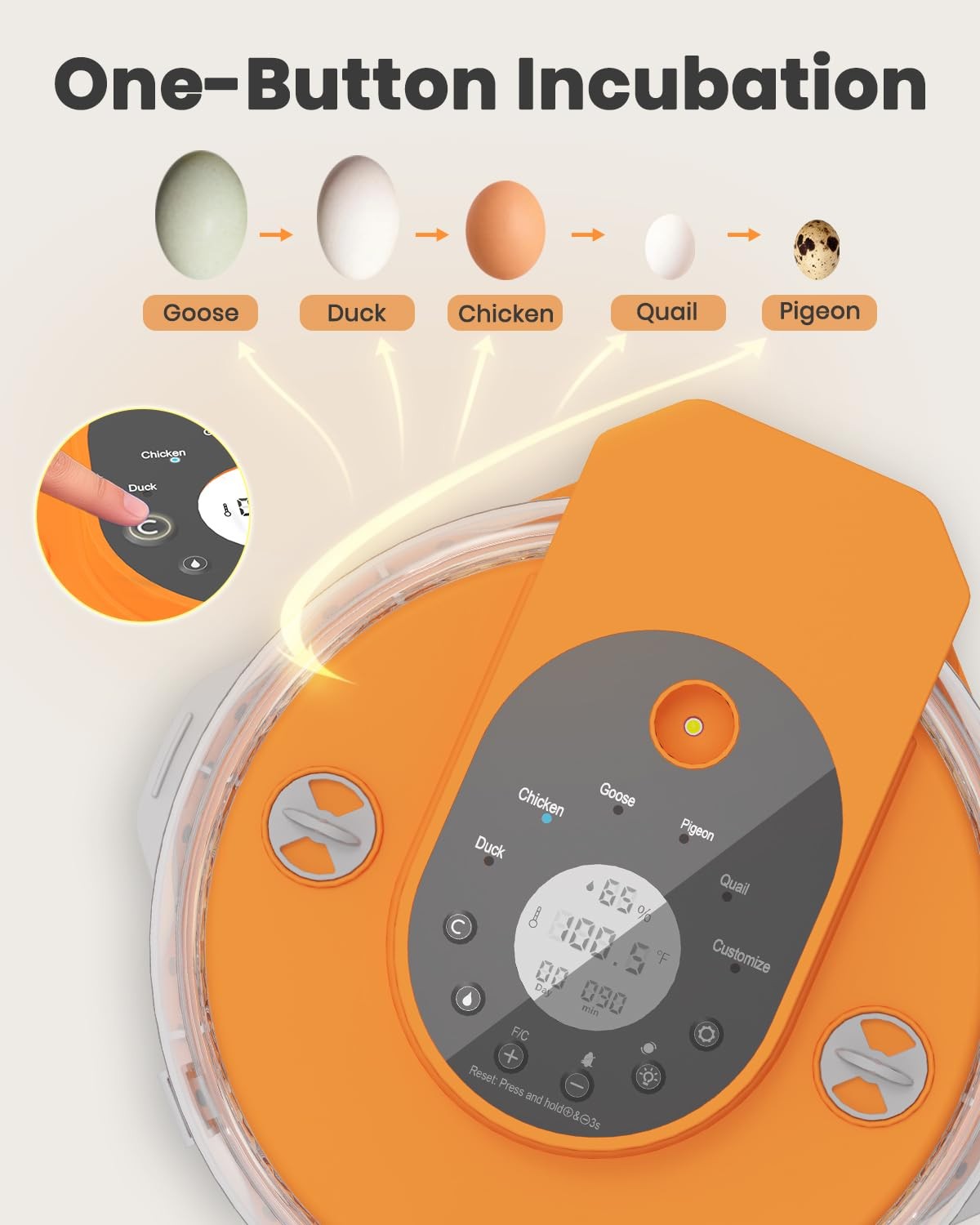 15 Egg Chicken Incubator Auto Temp Humidity Control Digital Egg Hatcher Flip