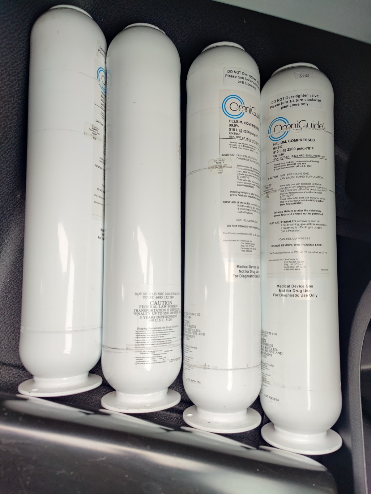 Empty helium tanks