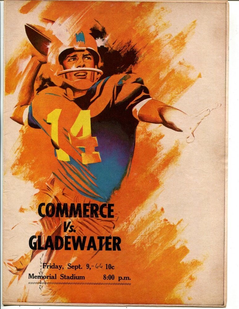 1966 Texas High School Football Program Commerce v Gladewater 9/9 49550