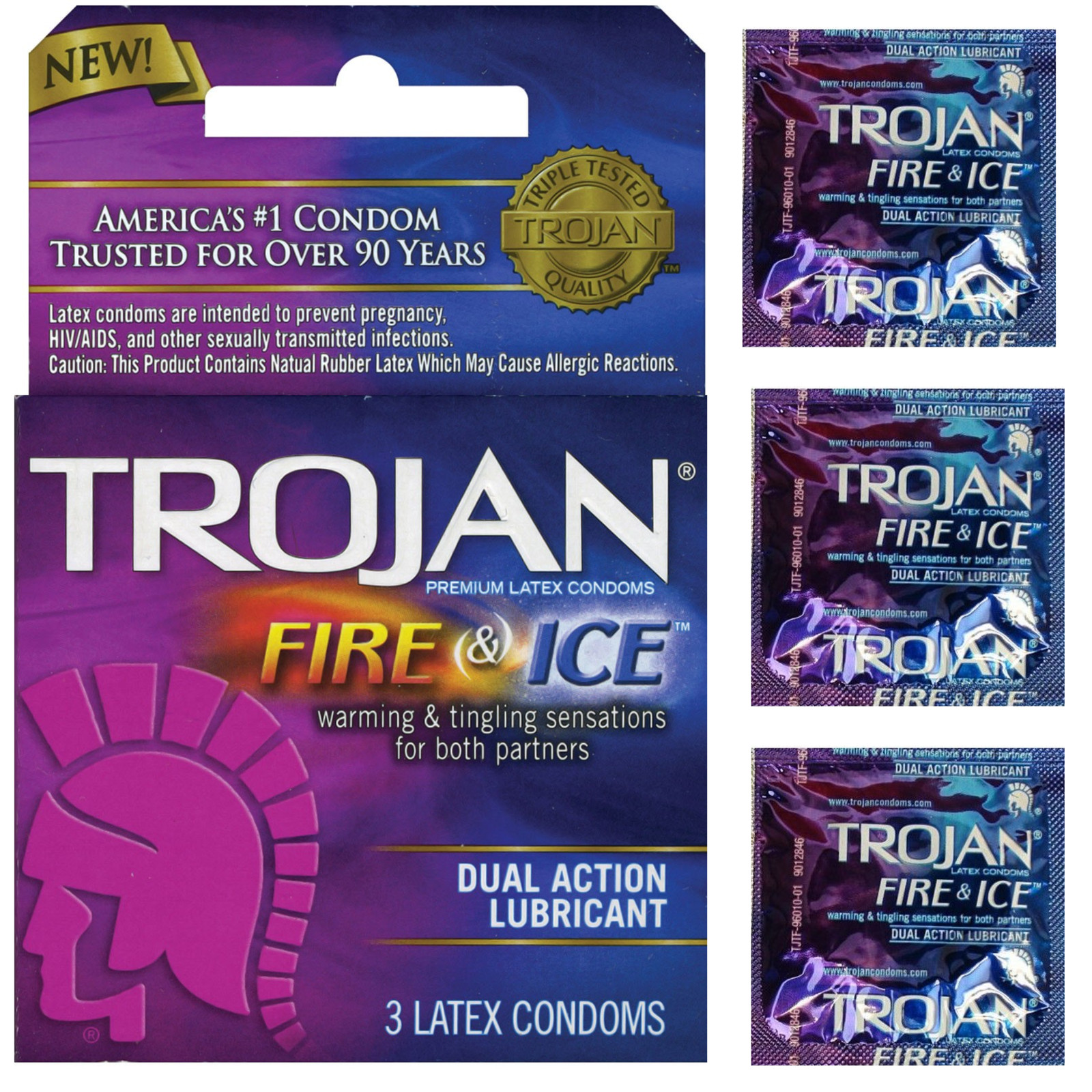 Premium Latex Condoms Warming and Tingling Lubricant Safe Sex Contraceptives