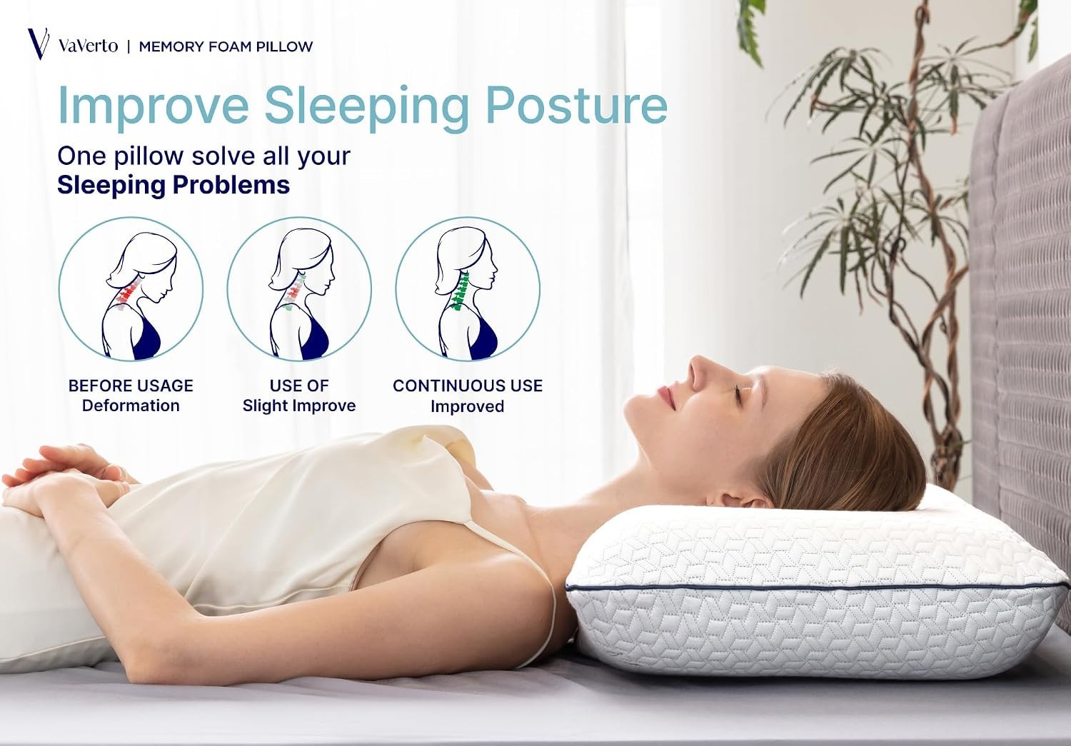 Memory Foam Pillow Standard Cooling Firm Bamboo Cover 1 Pack
