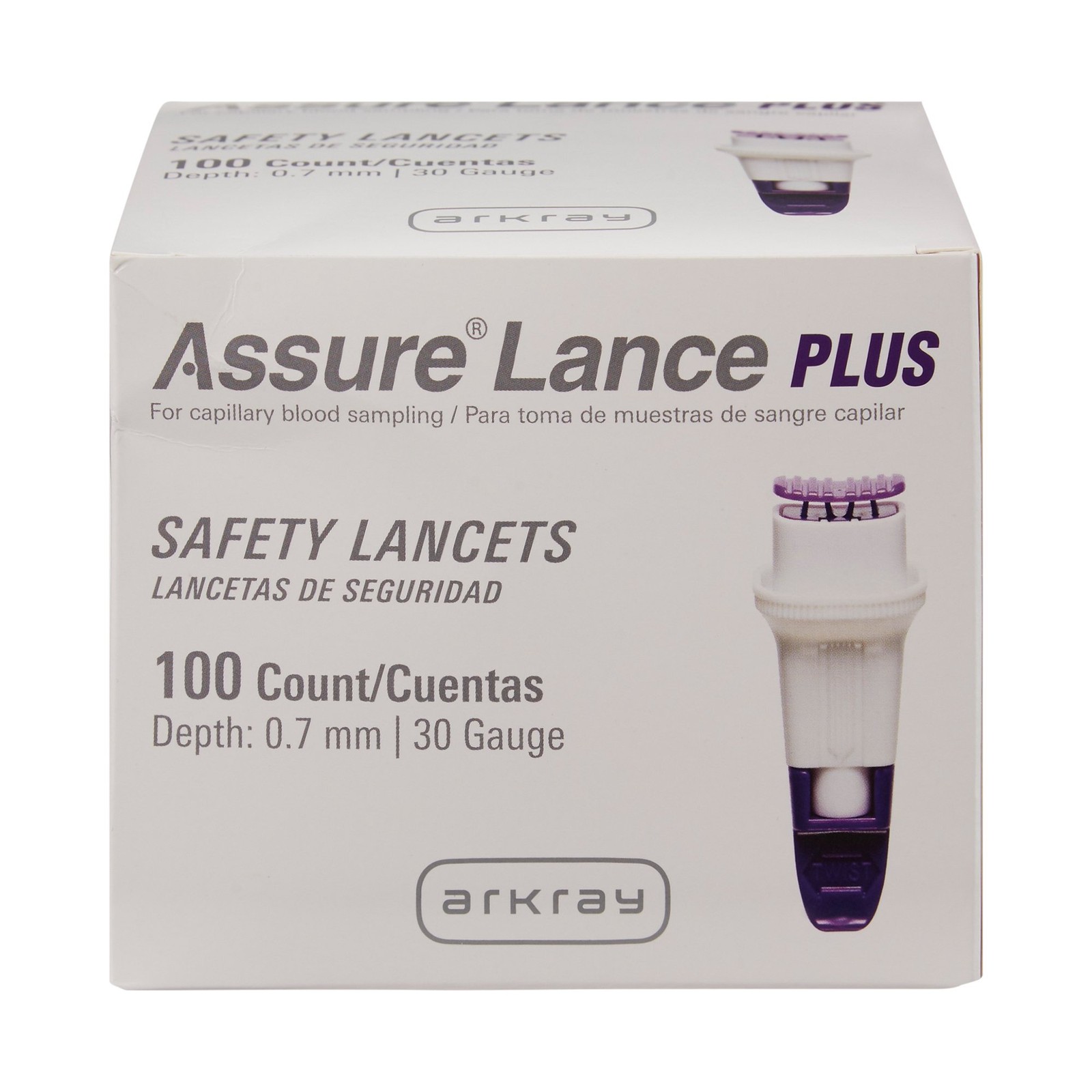 Assure Low Flow Safety Lancet 30 Gauge Needle 0.7 mm Depth 24 Box(s) 100 /Box