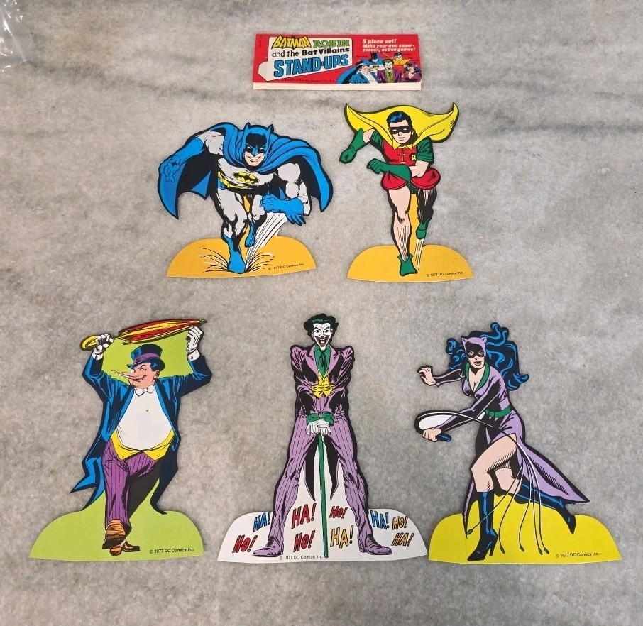 1977 Batman & Robin Stand-ups DC Comics 5pc Batman Robin Penguin Joker Cat Woman