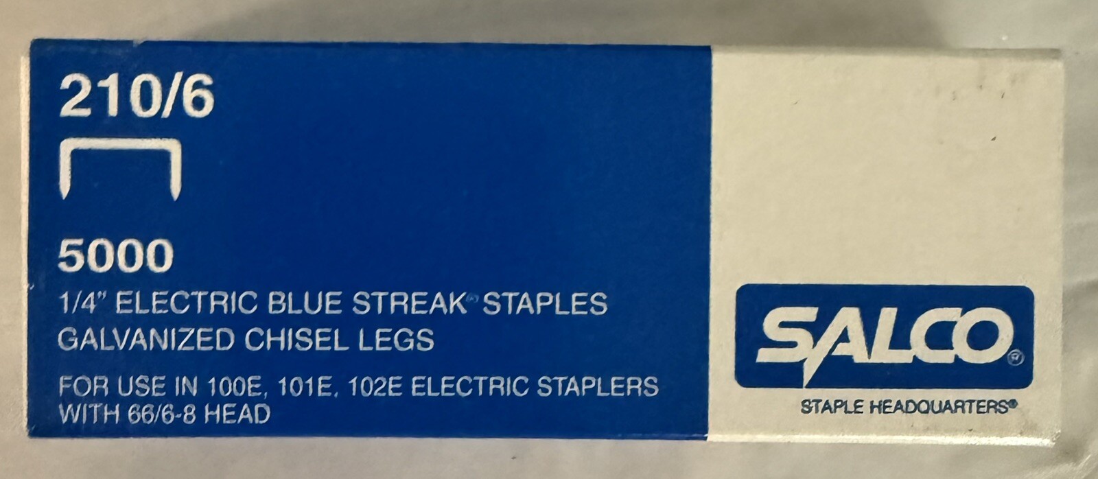 STAPLES 1/4”SALCO BLUE STREAK GALVANIZED CHISEL LEG 5000/BOX NEW