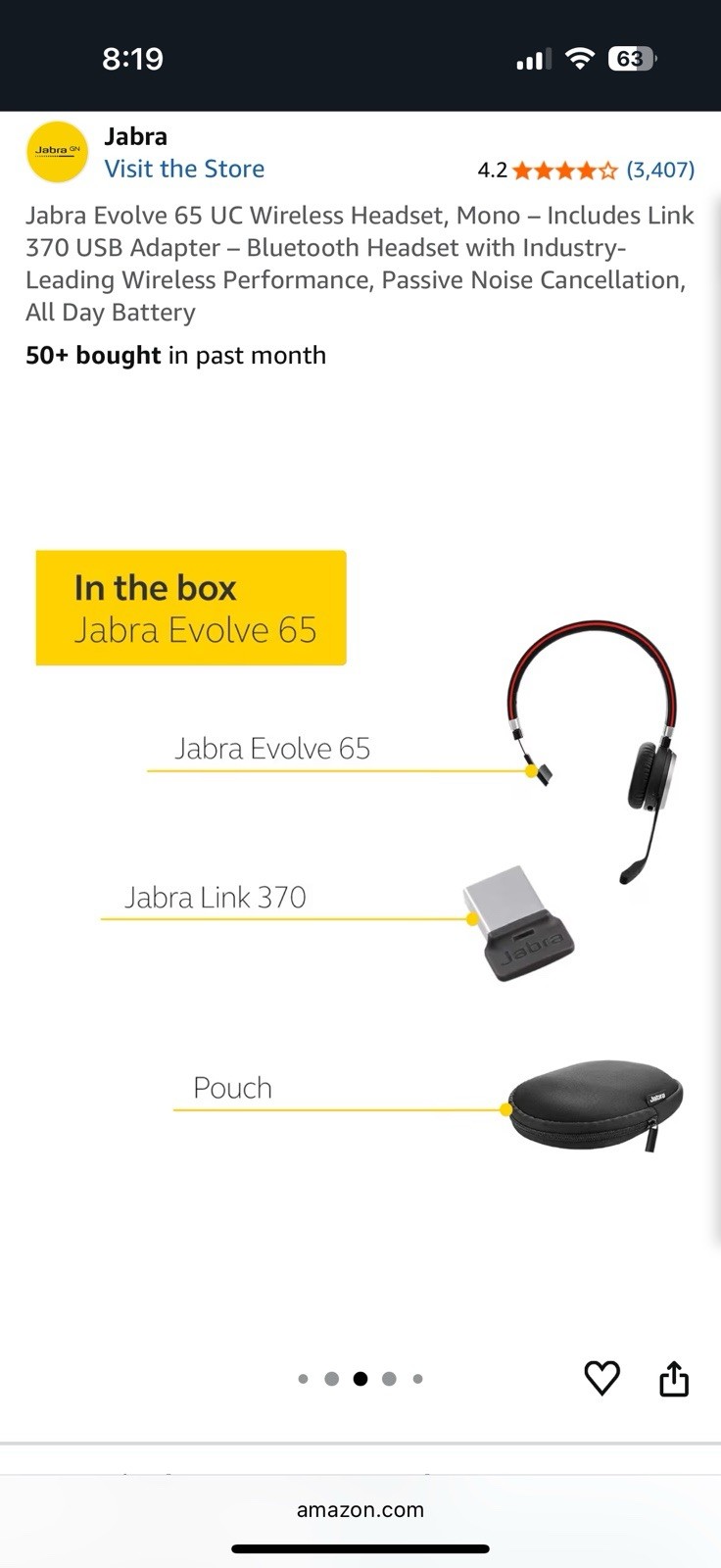 Jabra Evolve 65 Over the Ear Headset - Black