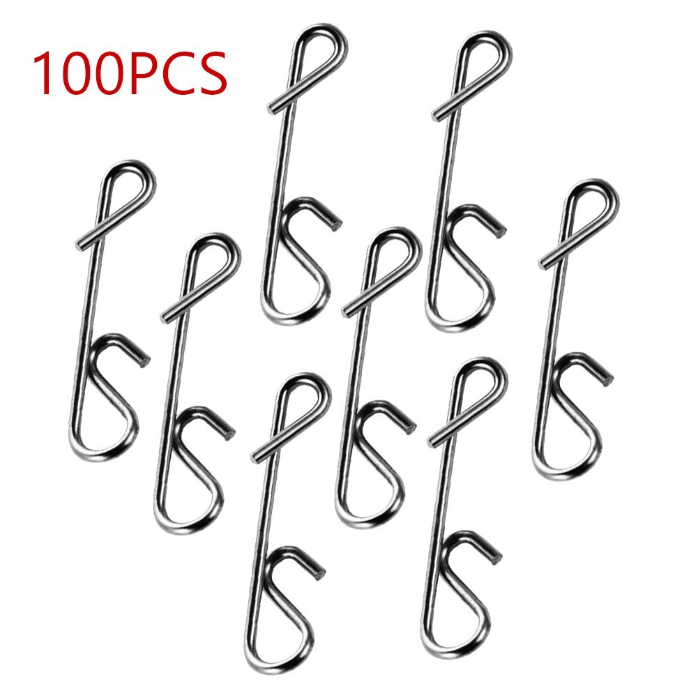 100pcs Fast Fishing Swivel Snap Clips Stainless Steel Swivels Snap/Size S-XXL