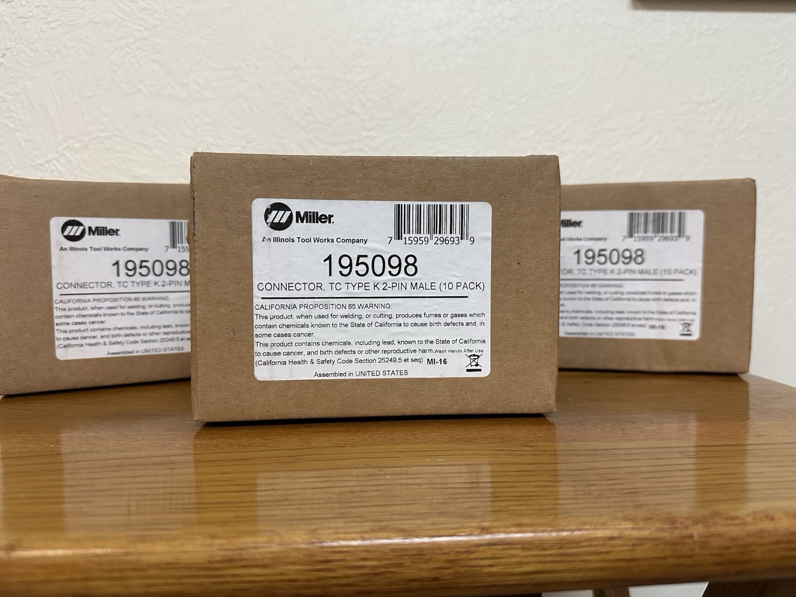 Miller BRAND NEW Thermocouple Connectors 195098 TC Type K 2-Pin Male