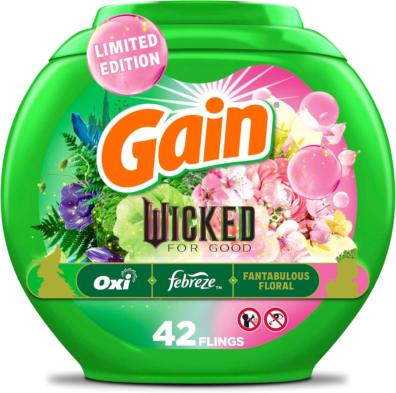 Flings! "Wicked: for Good" Laundry Detergent Pacs, 42 Count, Fantabulous