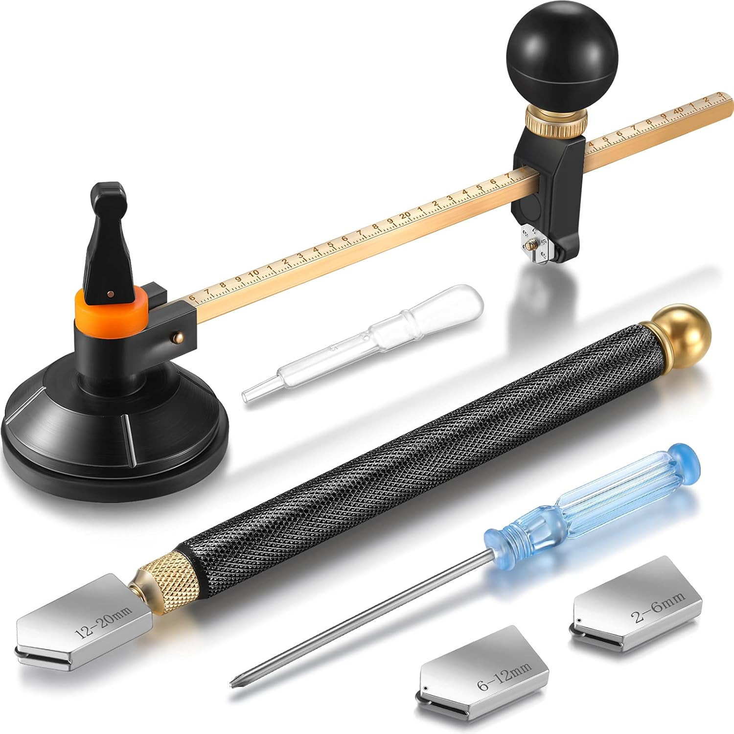 6 Pieces Glass Cutter Tool Set Includes Pencil Style Cutting Tool 11.8 Inch/ 30