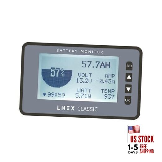 500A Battery Monitor with Shunt, 3" Color Screen RV Monitor with Programmable