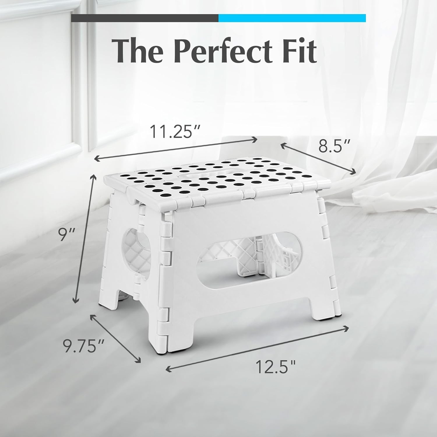 Versatile 9-Inch Folding Step Stool - Perfect for Kitchen, Bathroom, and More