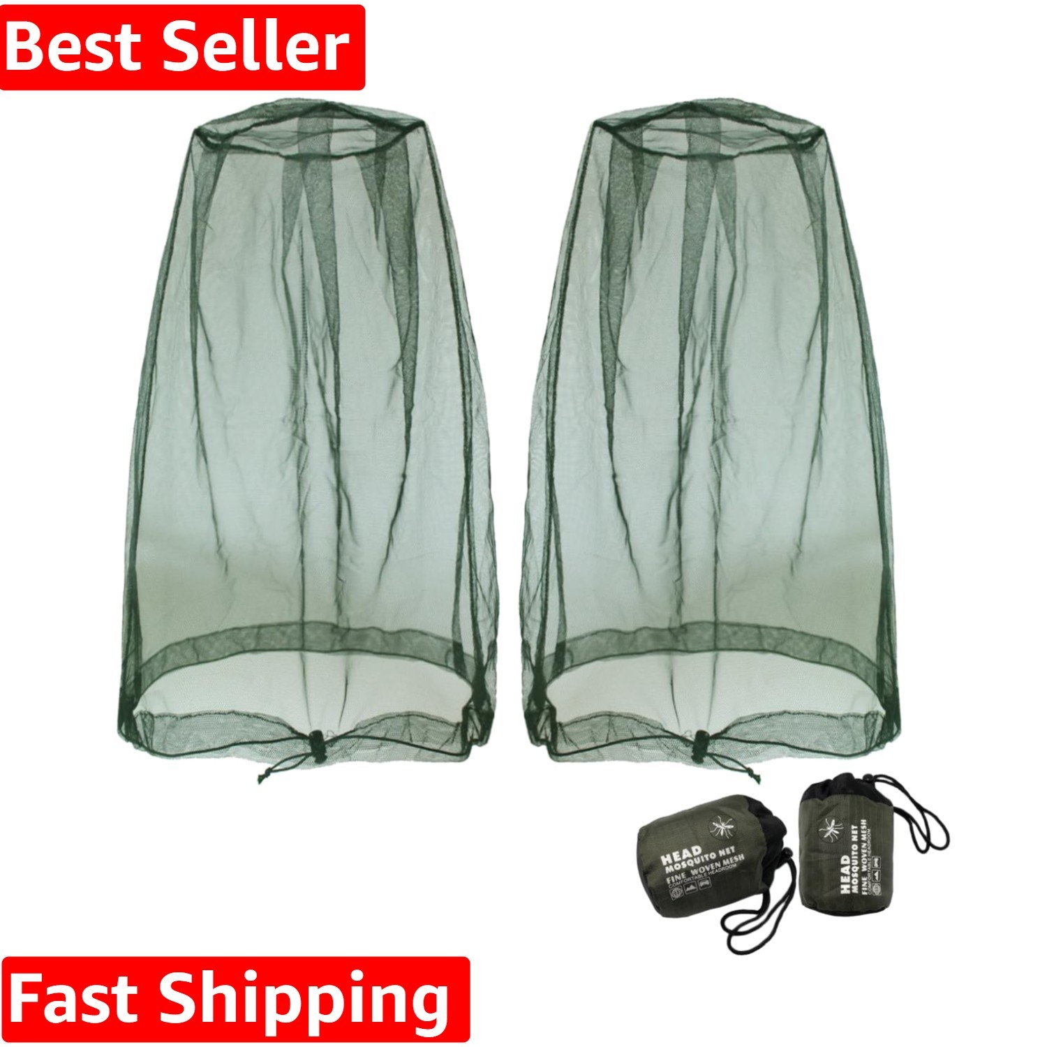 Mosquito Head Net Mesh, Face Neck Fly Netting Hood from Bugs Gnats Noseeums S...