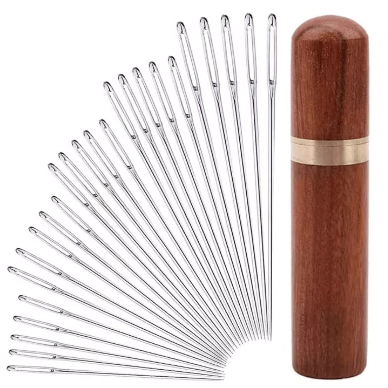 25Pcs Large Eye Needles Stitching Needle Hand Sewing Embroidery Needle With Case