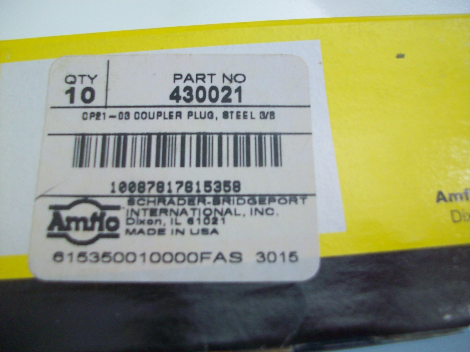 Box of 10 Amflo CP21-03 Coupler Plugs 1/4" x 3/8" NPT 430021