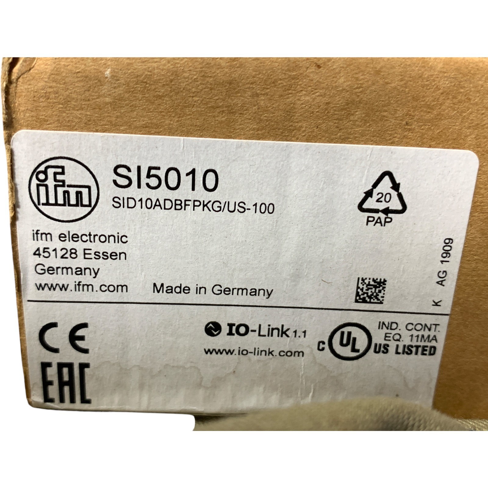 Ifm SI5010 Flow Switch Sid10Adbfpkg/Us-100