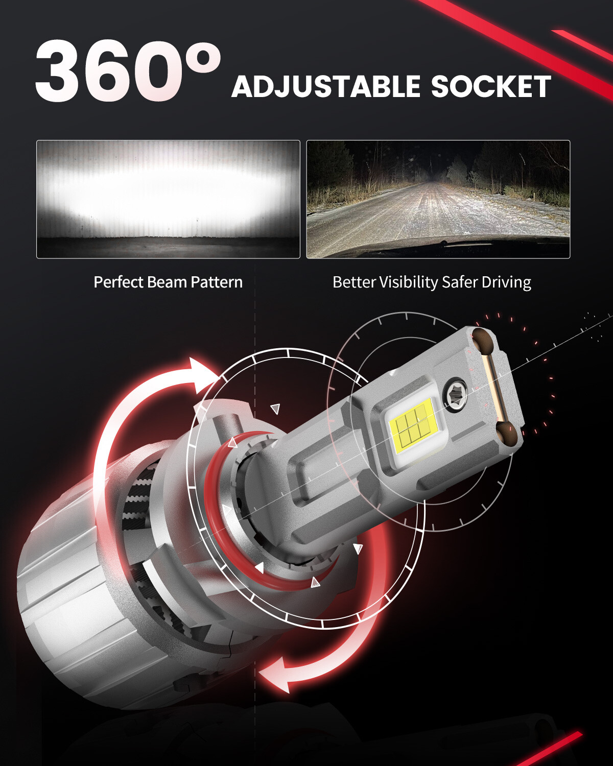 9005 HB3 LED Headlight Bulbs High Beam 13000LM White Replace Halogen Plug & Play