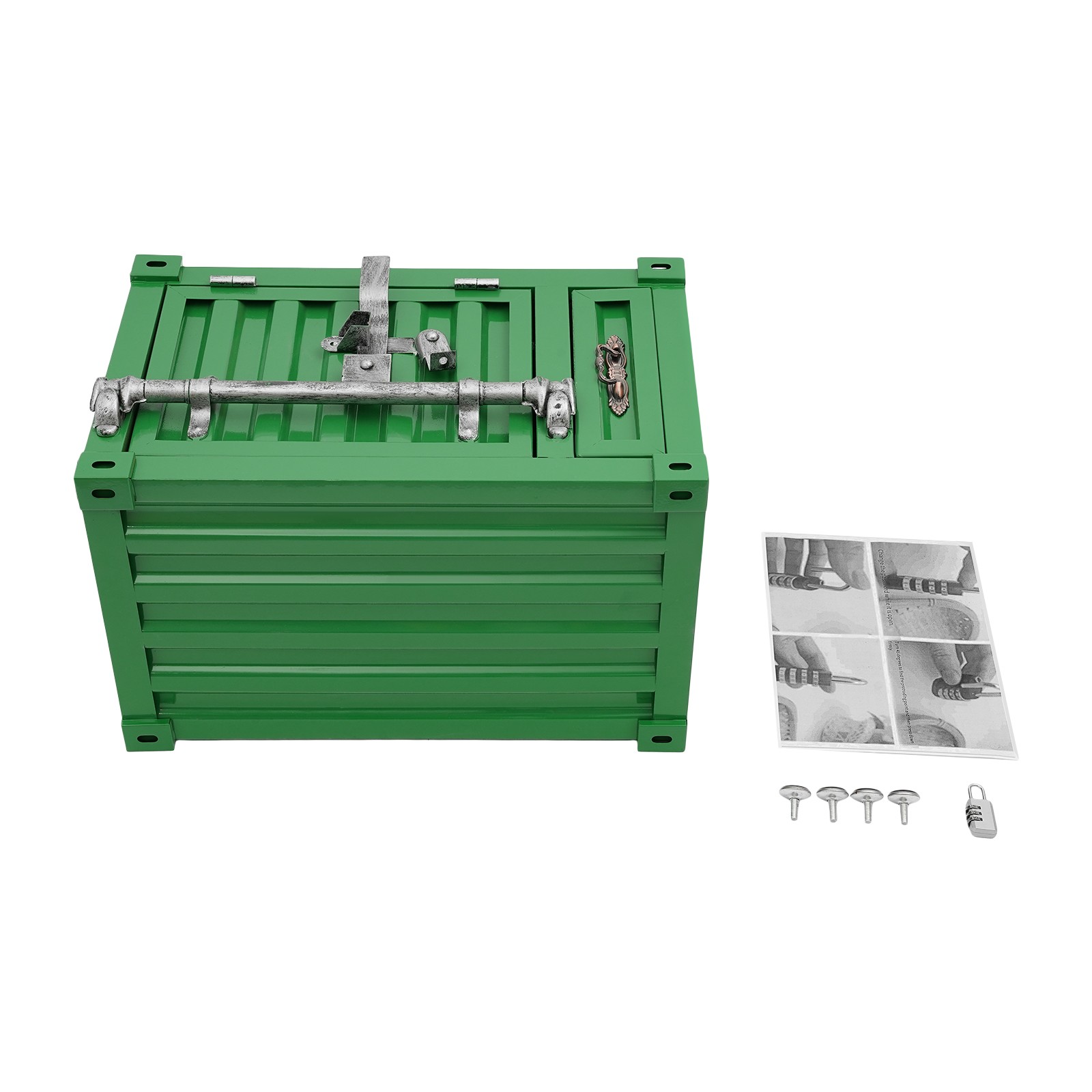 Industrial Metal Container Side Table, Container Style Side Table with Drawer