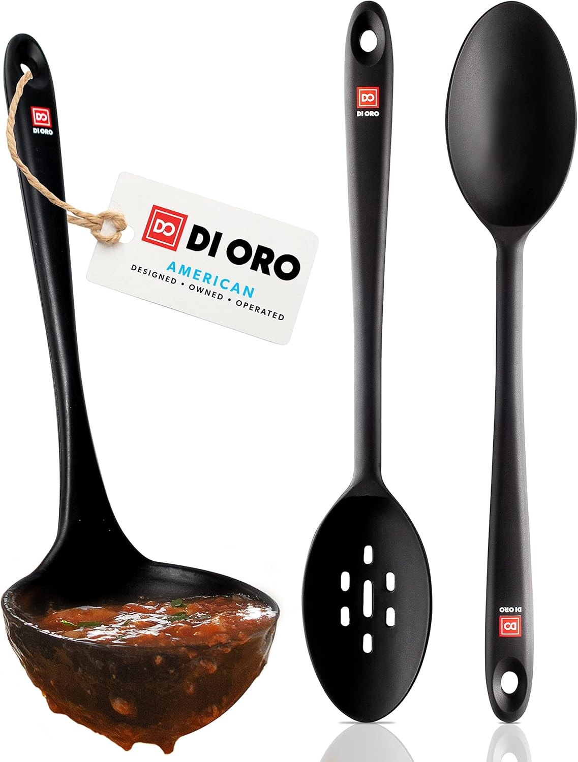 Silicone Ladle and Cooking Spoon Set—Large Kitchen Spoon Set
