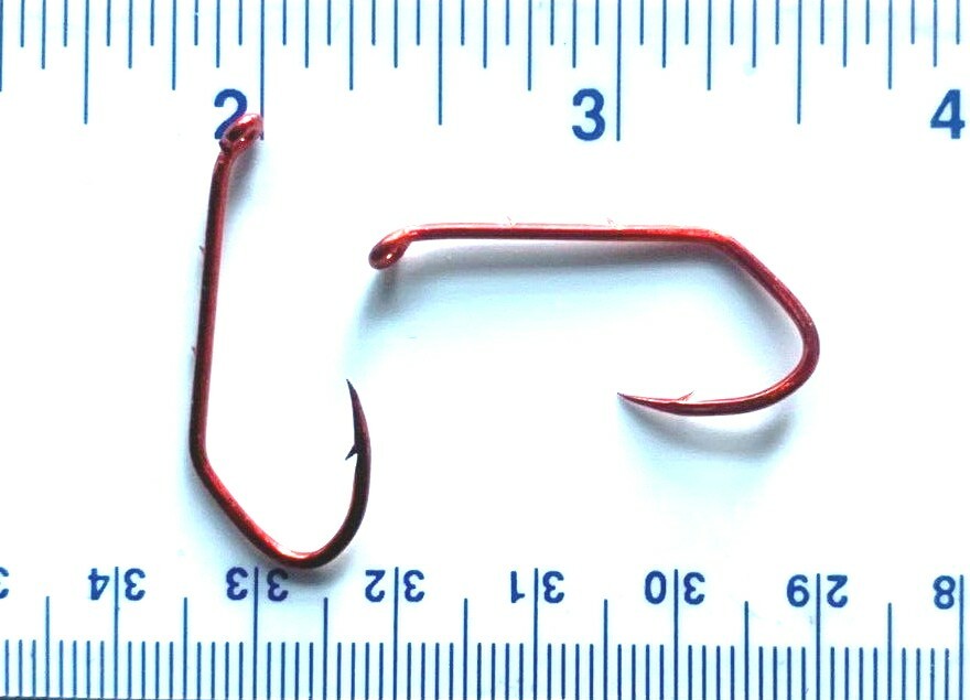 100 Matzuo 140060 Red Chrome Sickle Baitholder Fish Hooks size 1