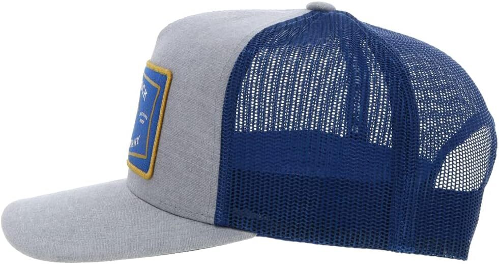 HOOEY Rank Stock Adjustable Snapback Mesh Back Trucker Hat One Size, Grey/Blue