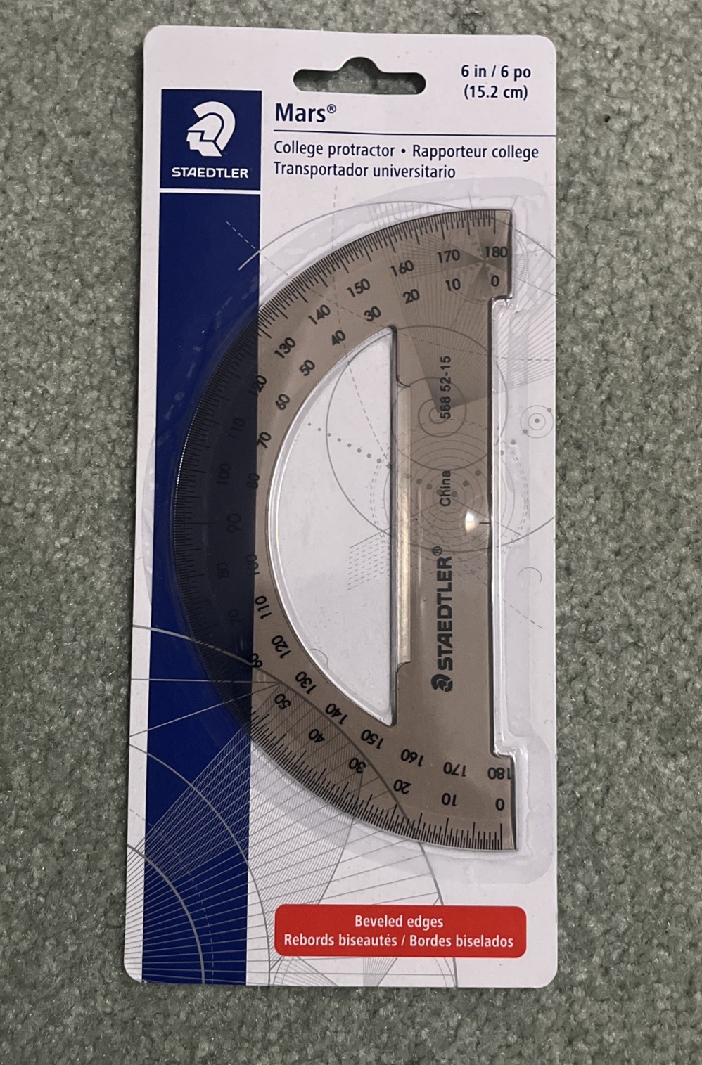 Mars College Protractor, 6 In/15.2 Cm