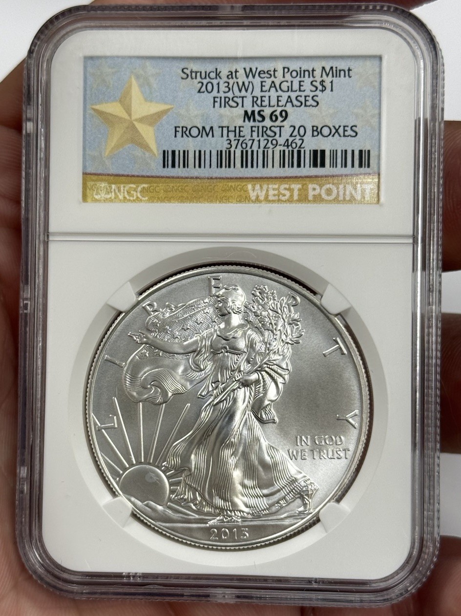 2013 (W) STRUCK AT WEST POINT AMERICAN SILVER EAGLE NGC MS69 1st 20 Boxes #8057
