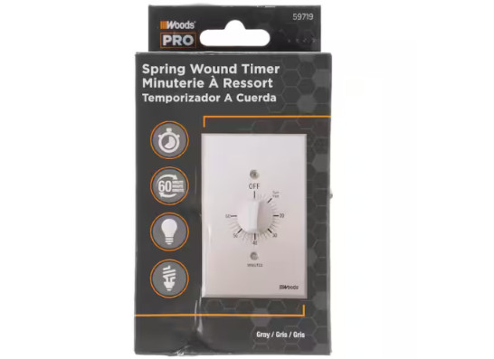 20 Amp In-Wall Countdown Timer Switch 60-Minute Gray