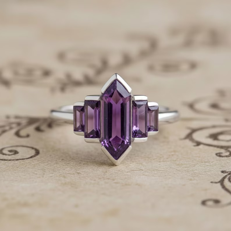 Amethyst Gemstone Handmade Statement Ring 925 Sterling Silver Jewelry Gift