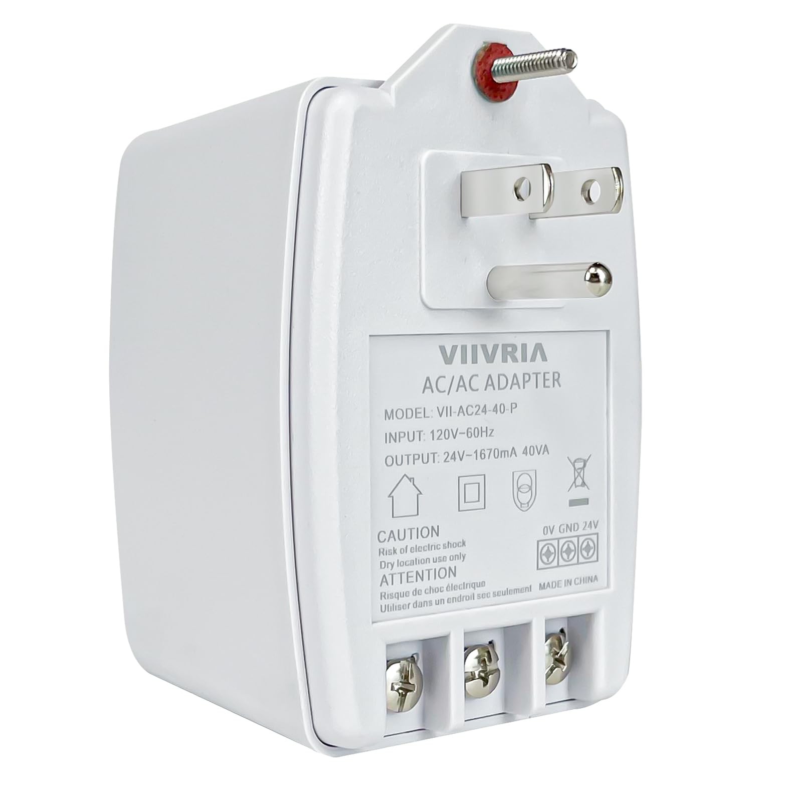 VIIVRIA 24-Volt AC 40VA Plug-in Doorbell Transformer, Compatible with Ring...