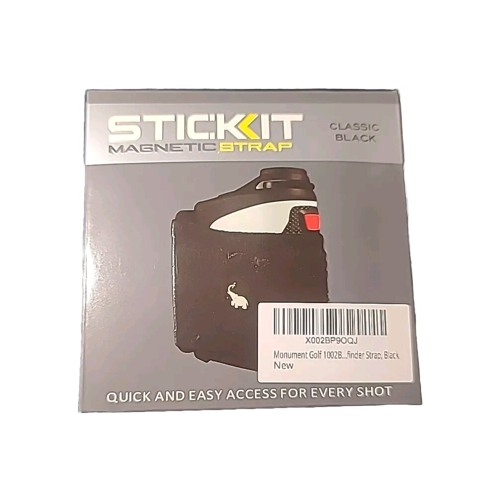 STICKIT Magnetic Rangefinder STRAP Holder Monument Golf Classic Black