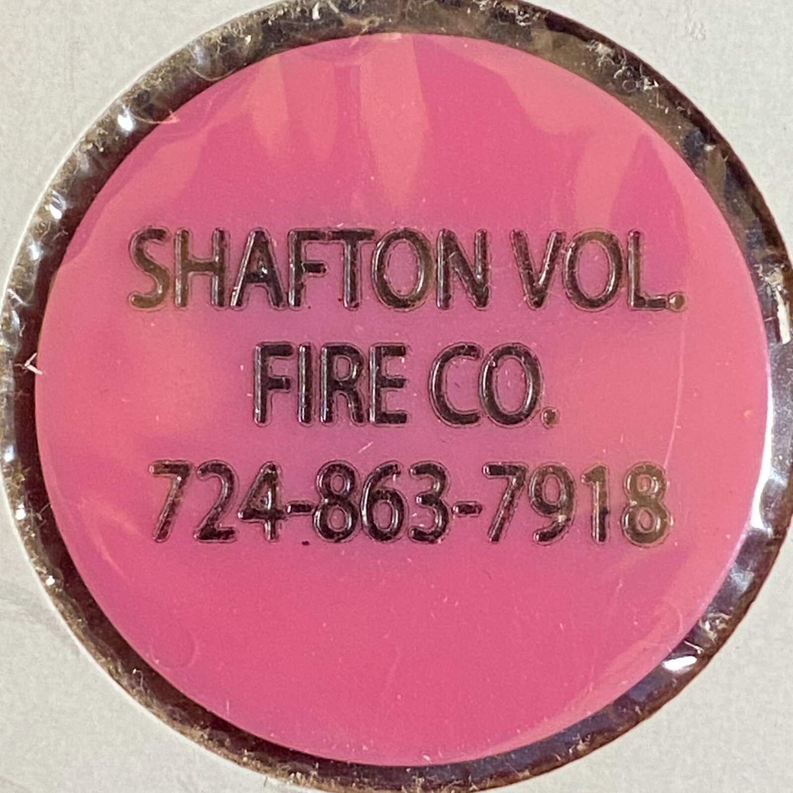 Irwin, PA Shafton Vol. Fire Co. Plastic 1980's ? "Happy Hour Only" Drink Token