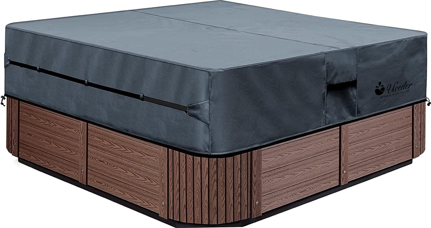 UCEDER Waterproof Hot Tub Cover -Outdoor Spa 86(L)x86(W)x20(H), Dark Gray