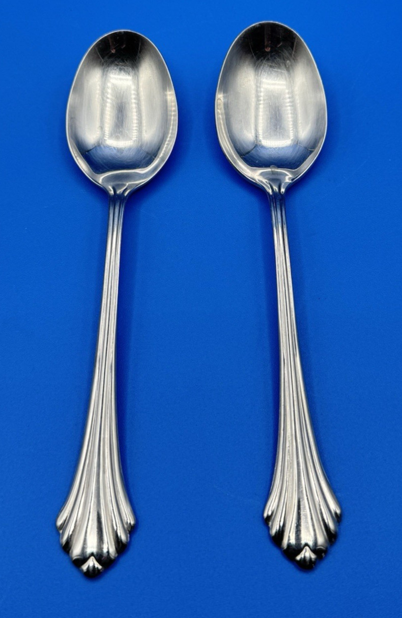 Oneida BANCROFT Set of 2 Oval Soup Place Spoons 6 3/4" USA Stainless Flatware