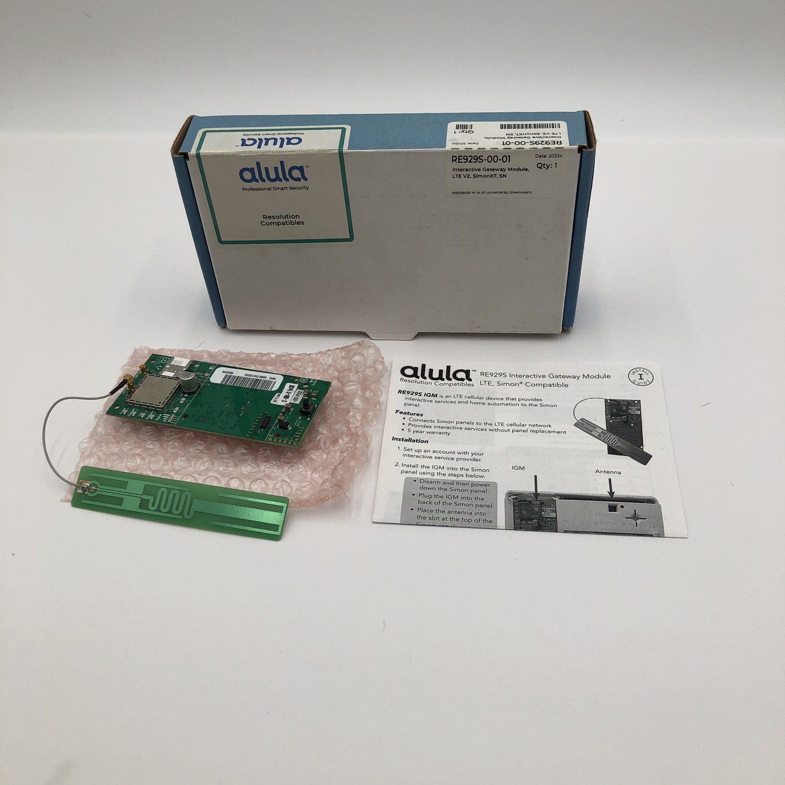 Alula RE929S-00-01 Interactive Gateway Module LTE VZ SimonXT SN Open Box