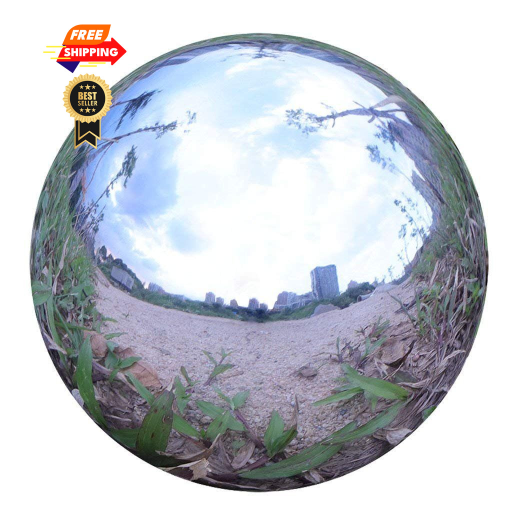 Durable Stainless Steel Gazing Balls Hollow Mirror 12 Inch Silver, Silver