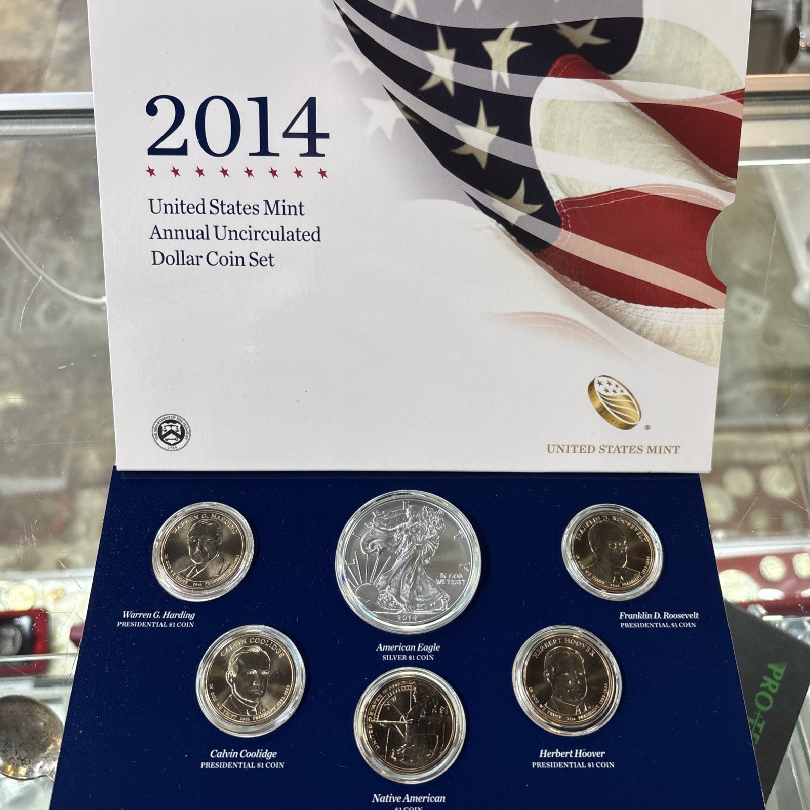 2014 US MINT ANNUAL UNCIRCULATED DOLLAR COIN SET - 6  WITH COA