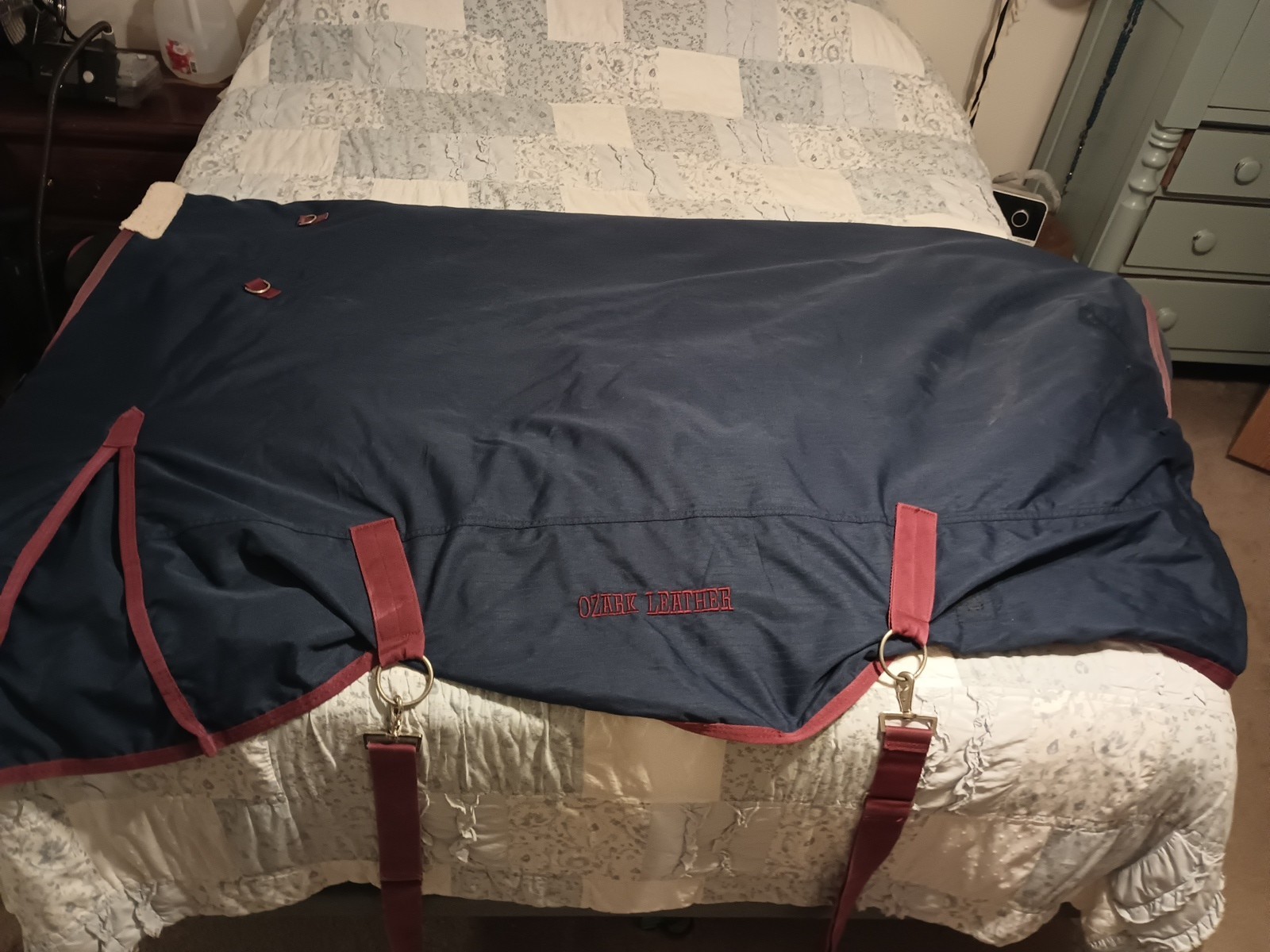 Ozark Leather Blue/Red Winter Horse Blanket 80"