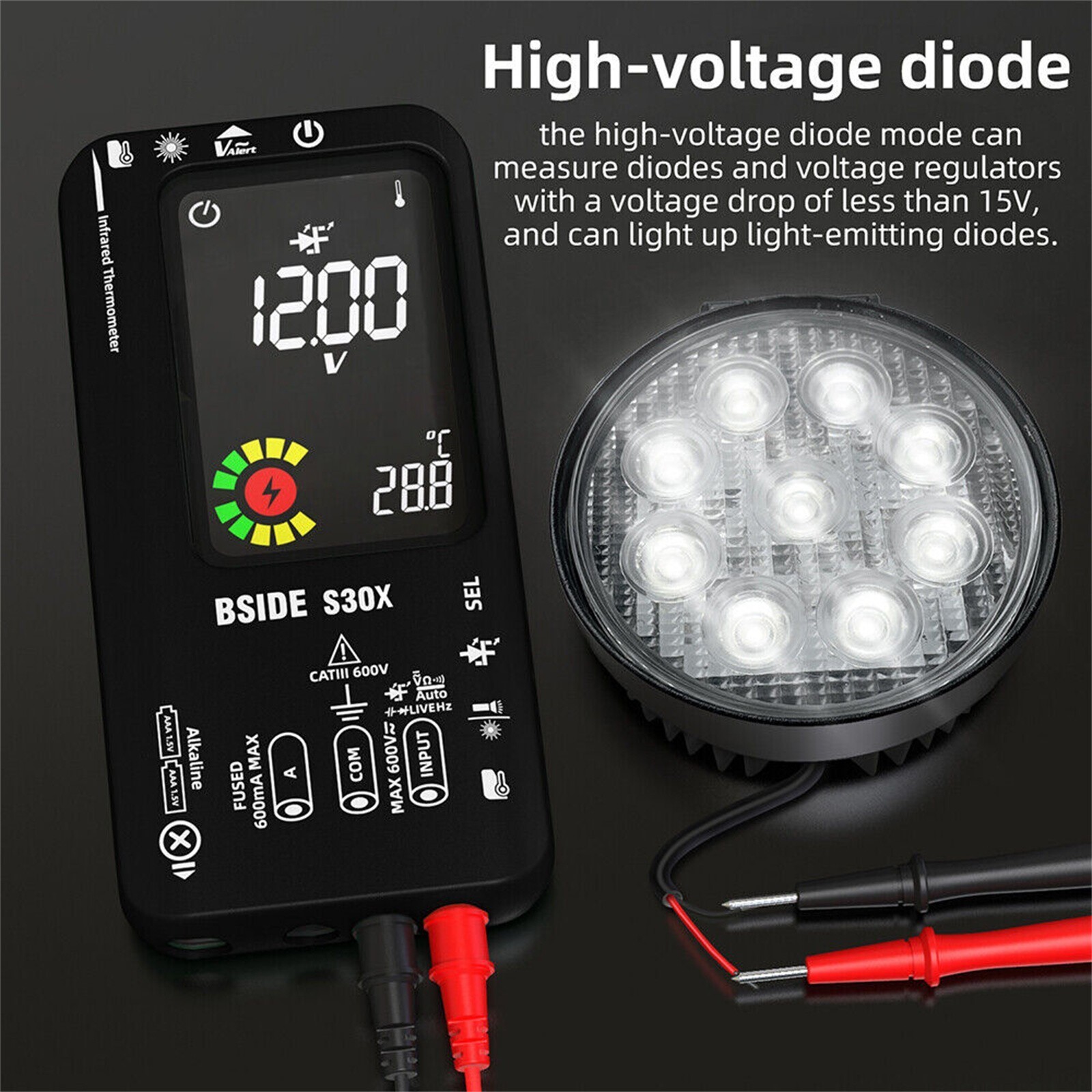 BSIDE S30X Digital Multimeter DC AC Volt Current Ohm Resistance Tester Handheld