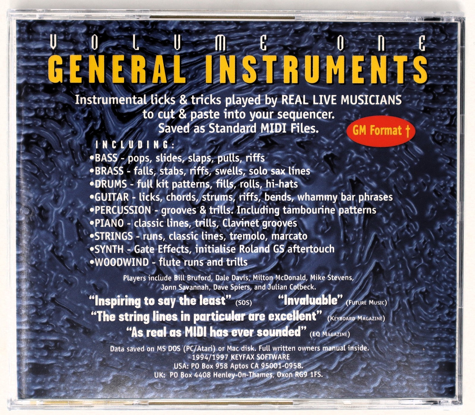 Keyfax Vol 1 General Instruments 3.5 Floppy Disc Sample/Sound Library/Sampling