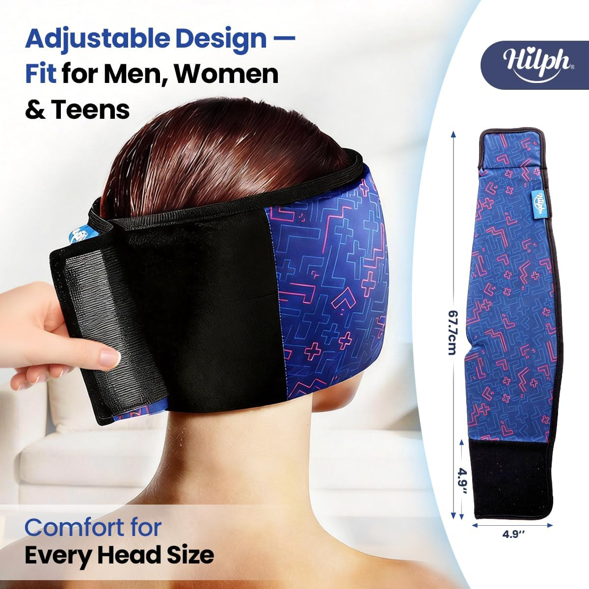 Migraine Relief Cap - Adjustable Ice Pack Headache Hat with Thickened Gel Cold C