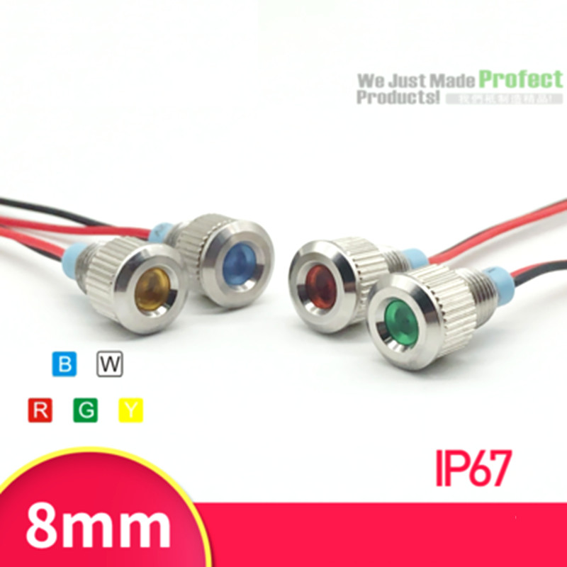 2Pcs 8mm LED Signal lamp Indicator pilot Warning light Signalization boat car 6V