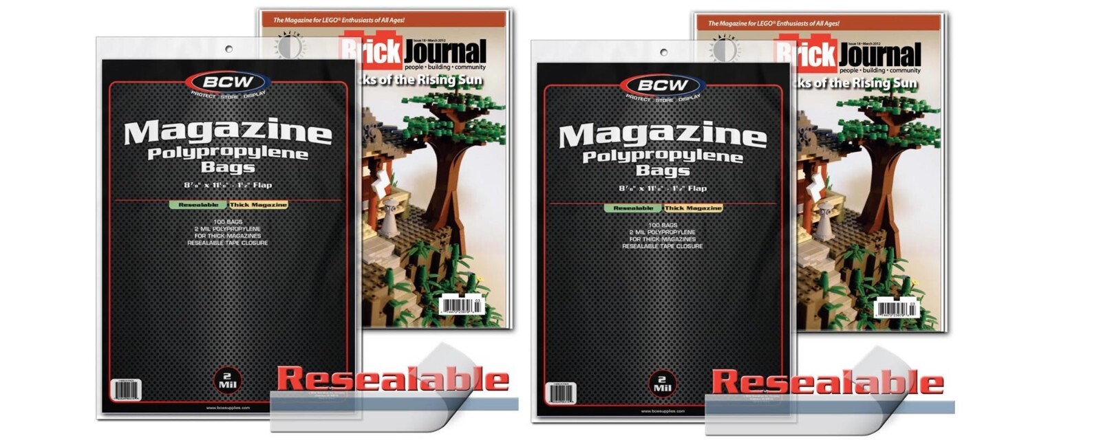 200 BCW THICK RESEALABLE MAGAZINE BAGS 8 7/8"X11 1/8" (2 PACKS)