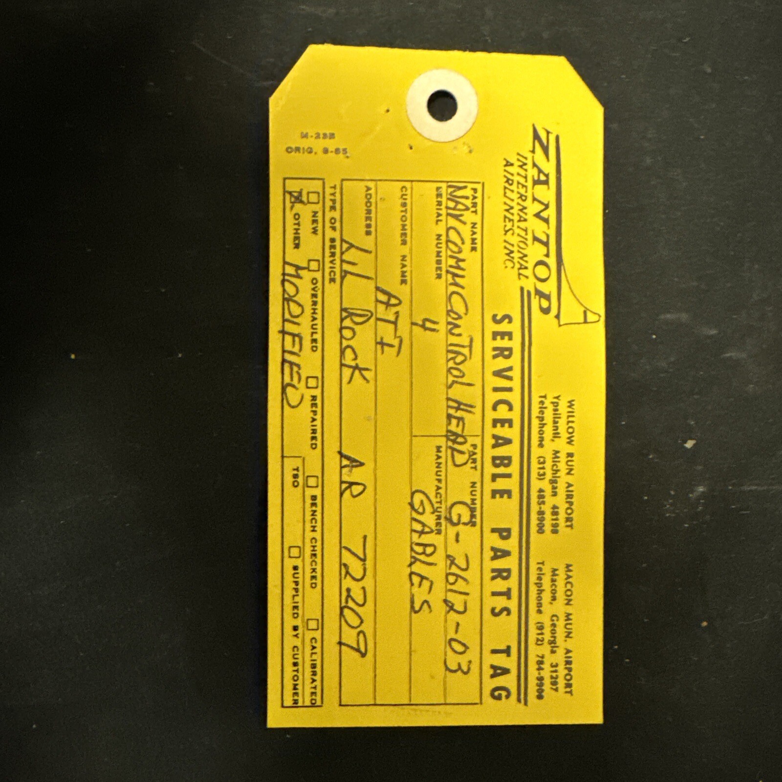 Comm/Nav Panel; G-2612-03; 4; SERVICEABLE