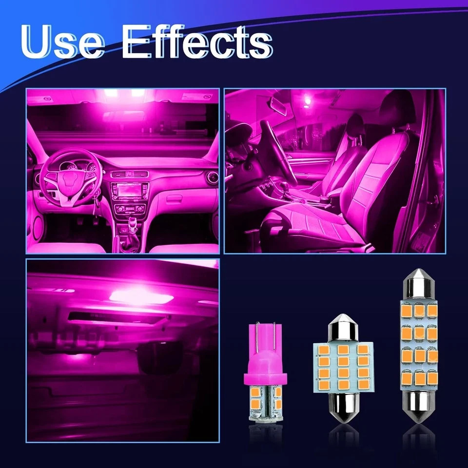 24PCS LED Interior Replacement Bulbs, Interior Car Lights, pink