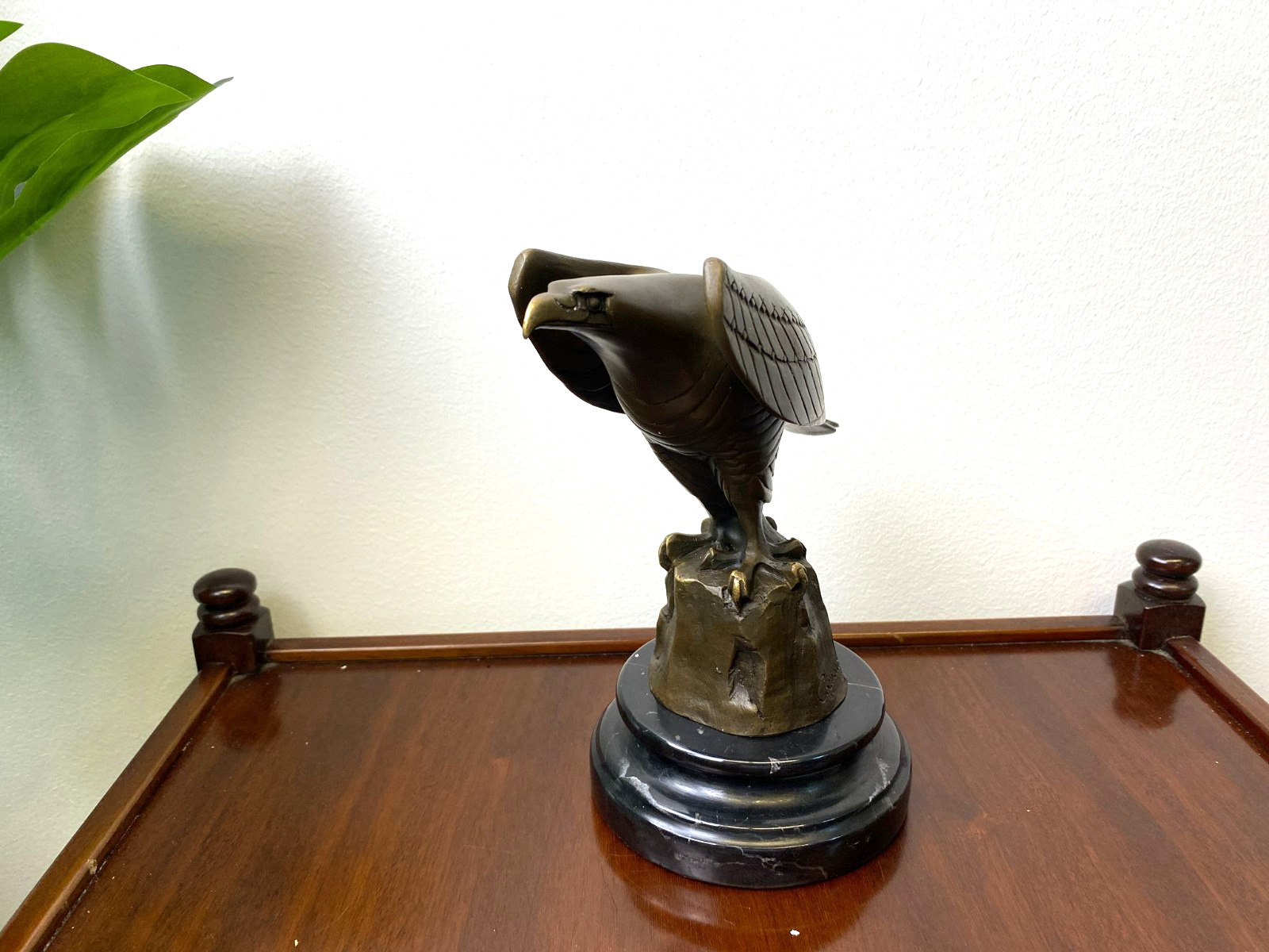 Bronze Sculpture Eagle Art Deco on Black Marble Base After Coenraad