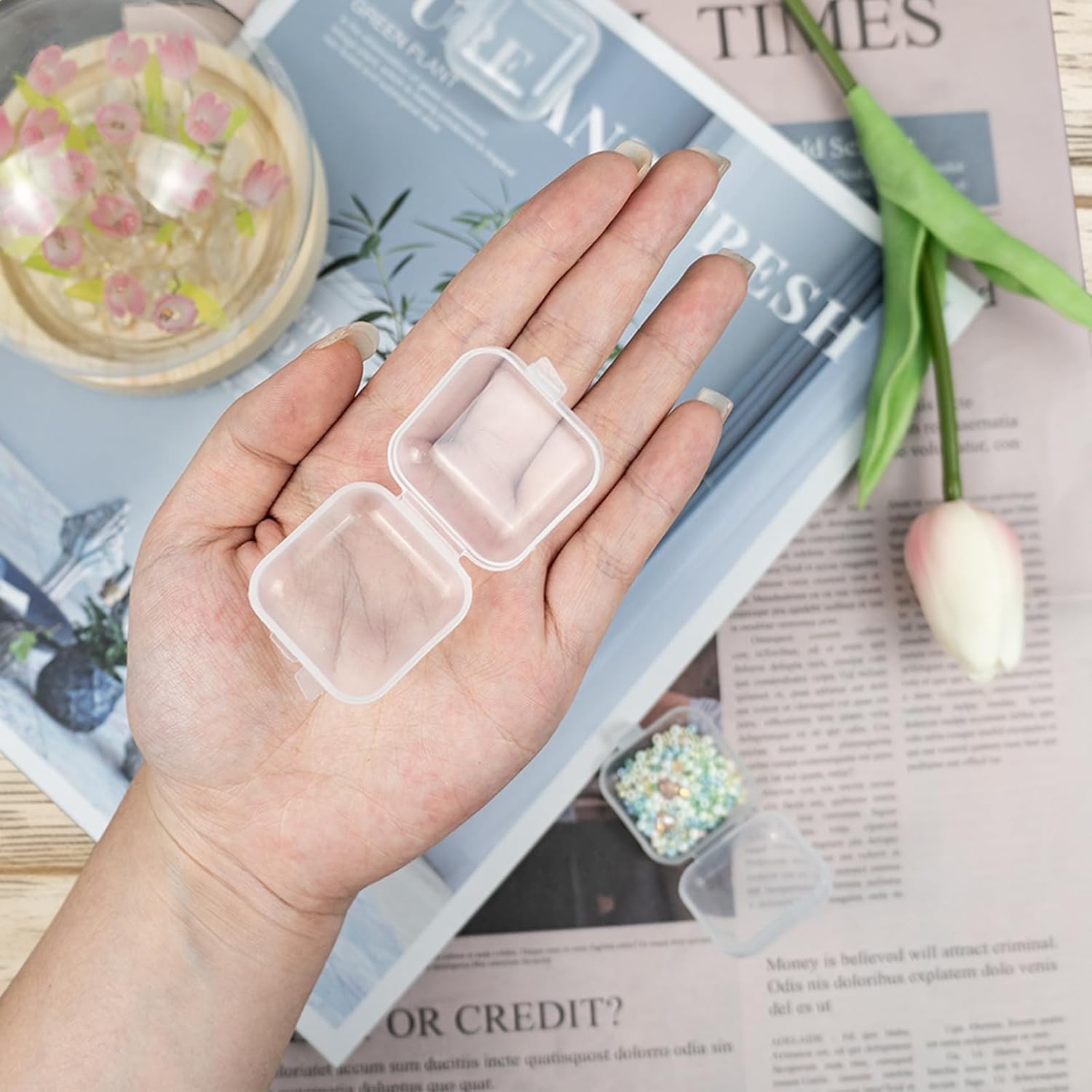 80 PCS Small Clear Jewelry Containers, Mini Transparent Plastic Bead Storage ...