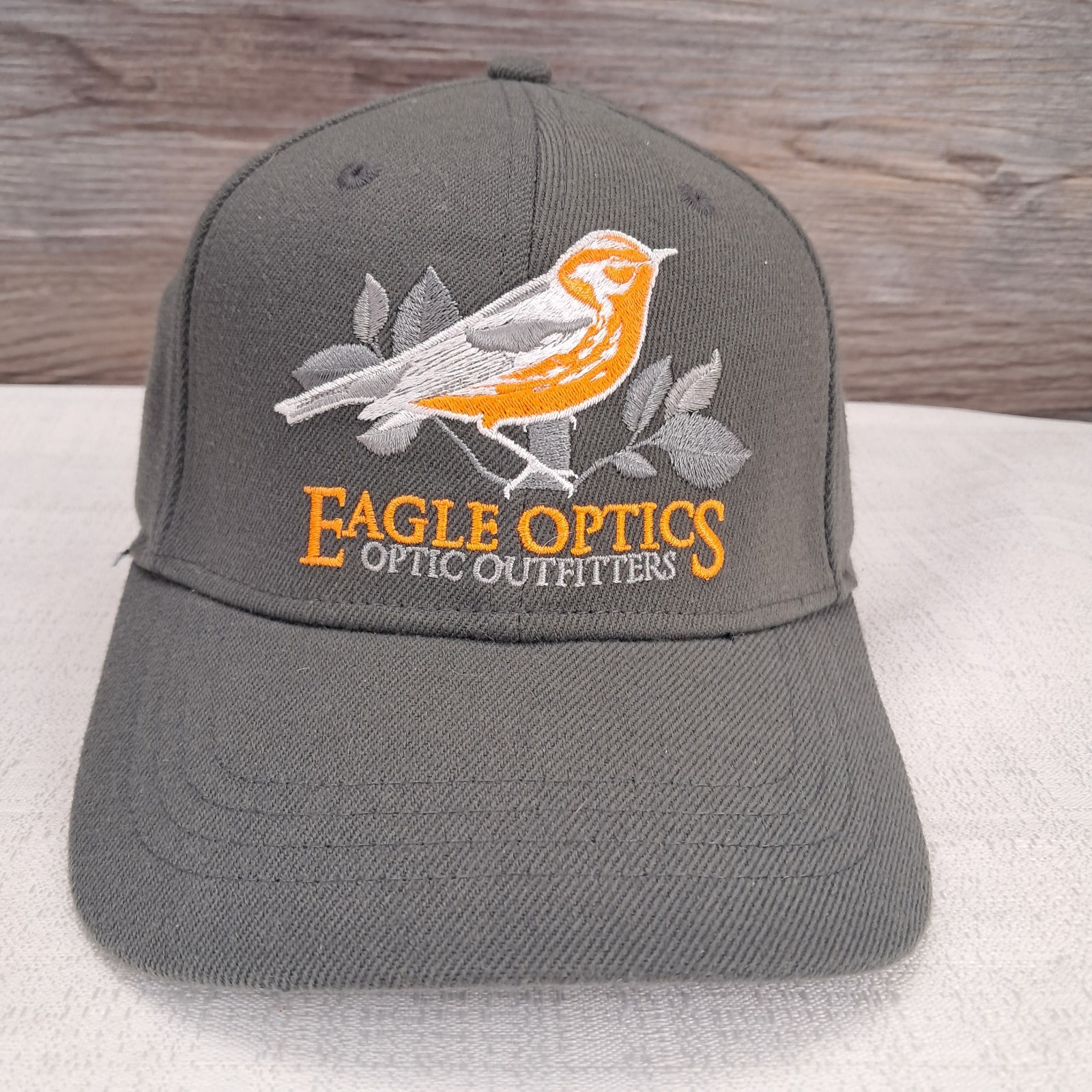 Rare Eagle Optics Grey Baseball Cap, Fitted S/M Stretch Hat, Birding, Binoculars