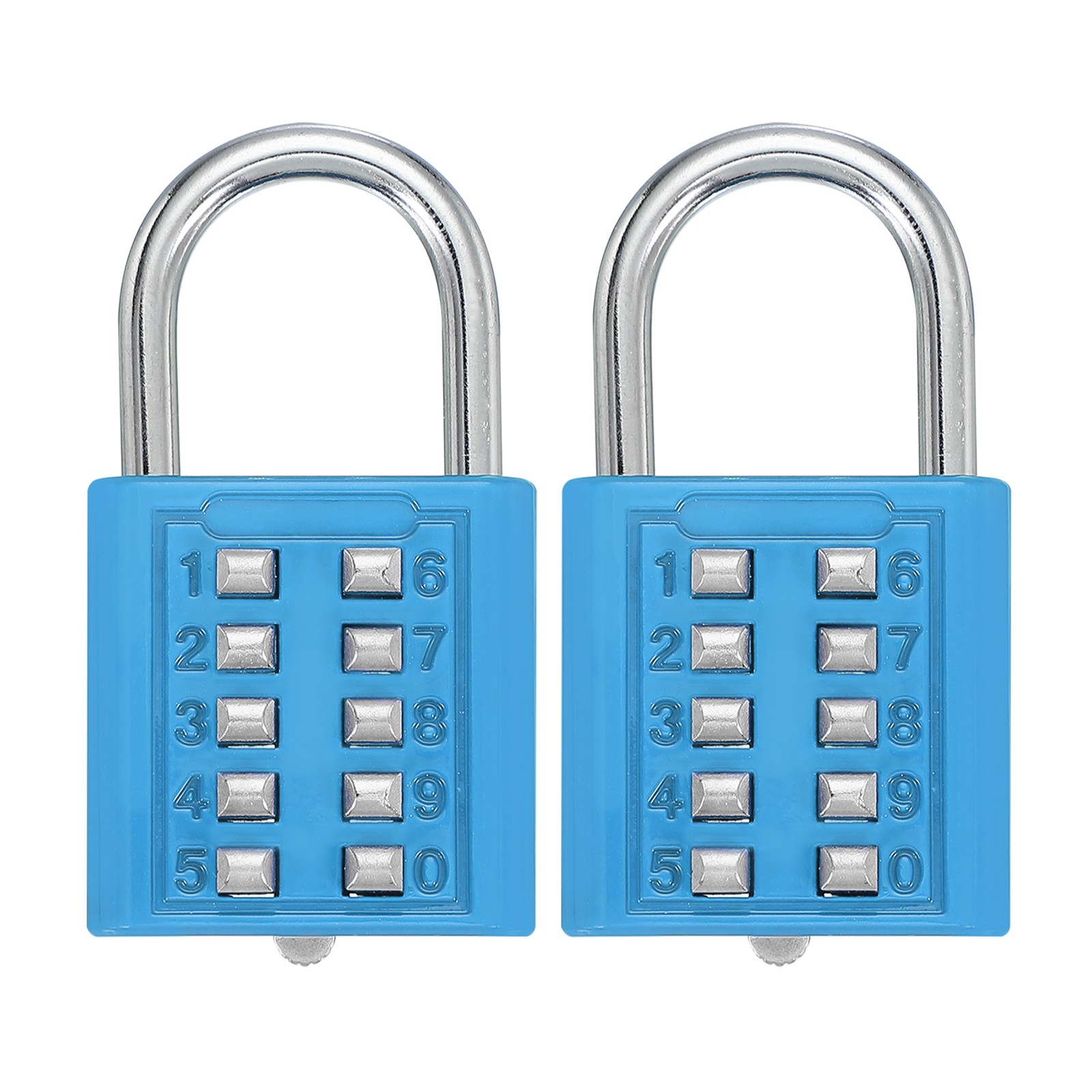 2Pcs Push Button Combination Padlock 10-Digit 5-Position Lock Lake Blue